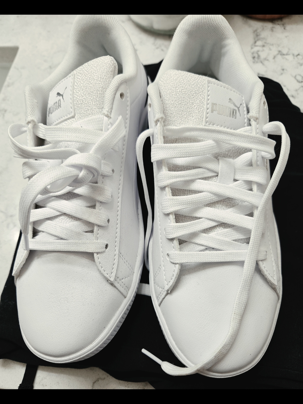 Puma White Leather Sneakers with Gold Logo Accent - Picture 3 of 4